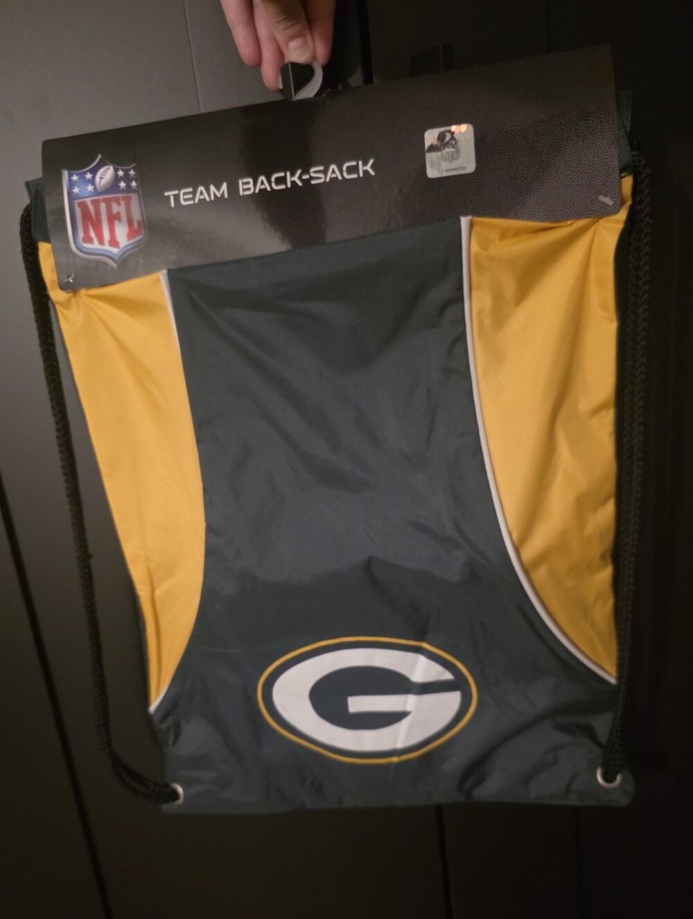 NWT Green Bay Packers NFL Drawstring Backpack Team Back-Sack (Light Mark On G)
